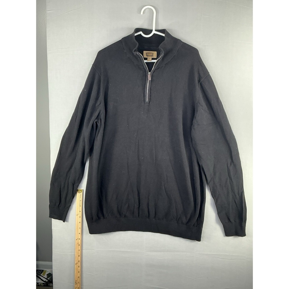 Foundry Supply Quarter Zip Sweater Size 2XLT Tall Black Long Sleeve Lightweight